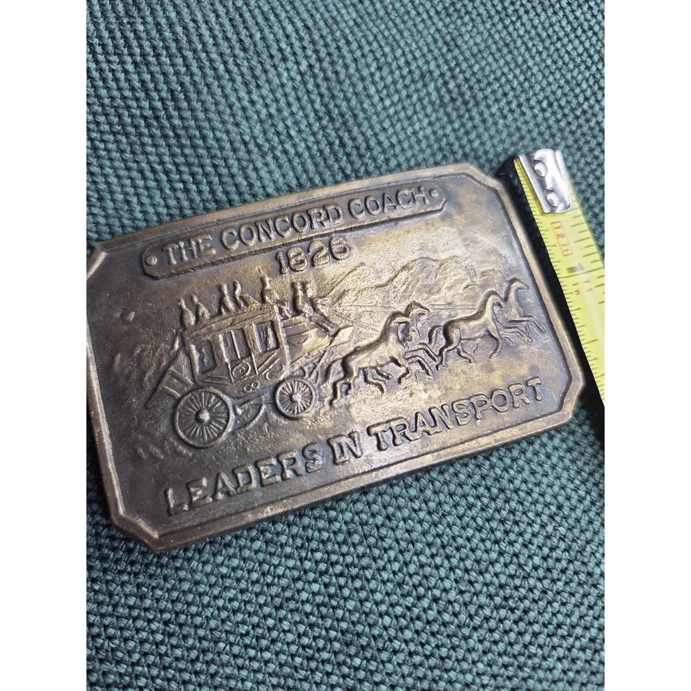 Vintage Concord Coach Transport Solid Brass Belt Buckle Leaders in Transport